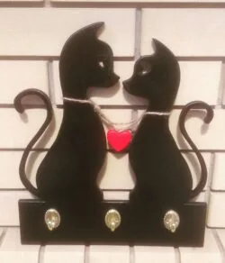 Cat Couple Keys Hanger Wall Mounted Hanger