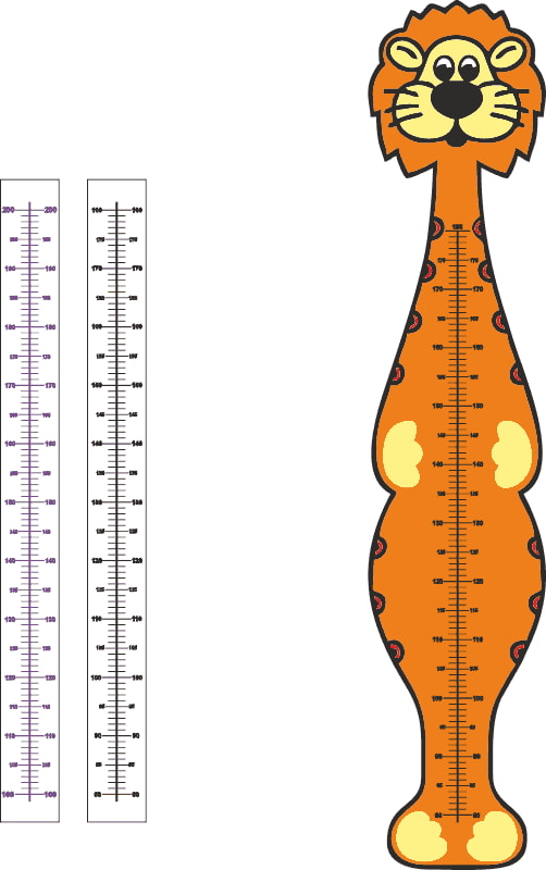 Children Cartoon Animal Lion Kids Growth Chart Height Measure Ruler