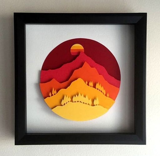 Decor Wall Art Tree Mountain Sun