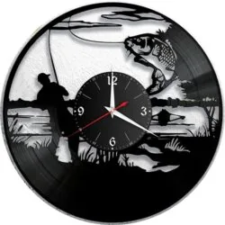 Fishing Vinyl Wall Clock Fisherman Men Dad Father Gift