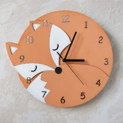 Fox Wall Clock With Numbers Kids Room Wall Decoration Children Clock