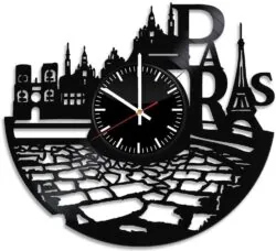 France Paris City Theme Vinyl Wall Clock