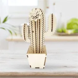 Laser Cut Cactus 3D Wooden Puzzle