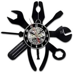 Repair Tools Wrench Pliers Vinyl Record Wall Clock