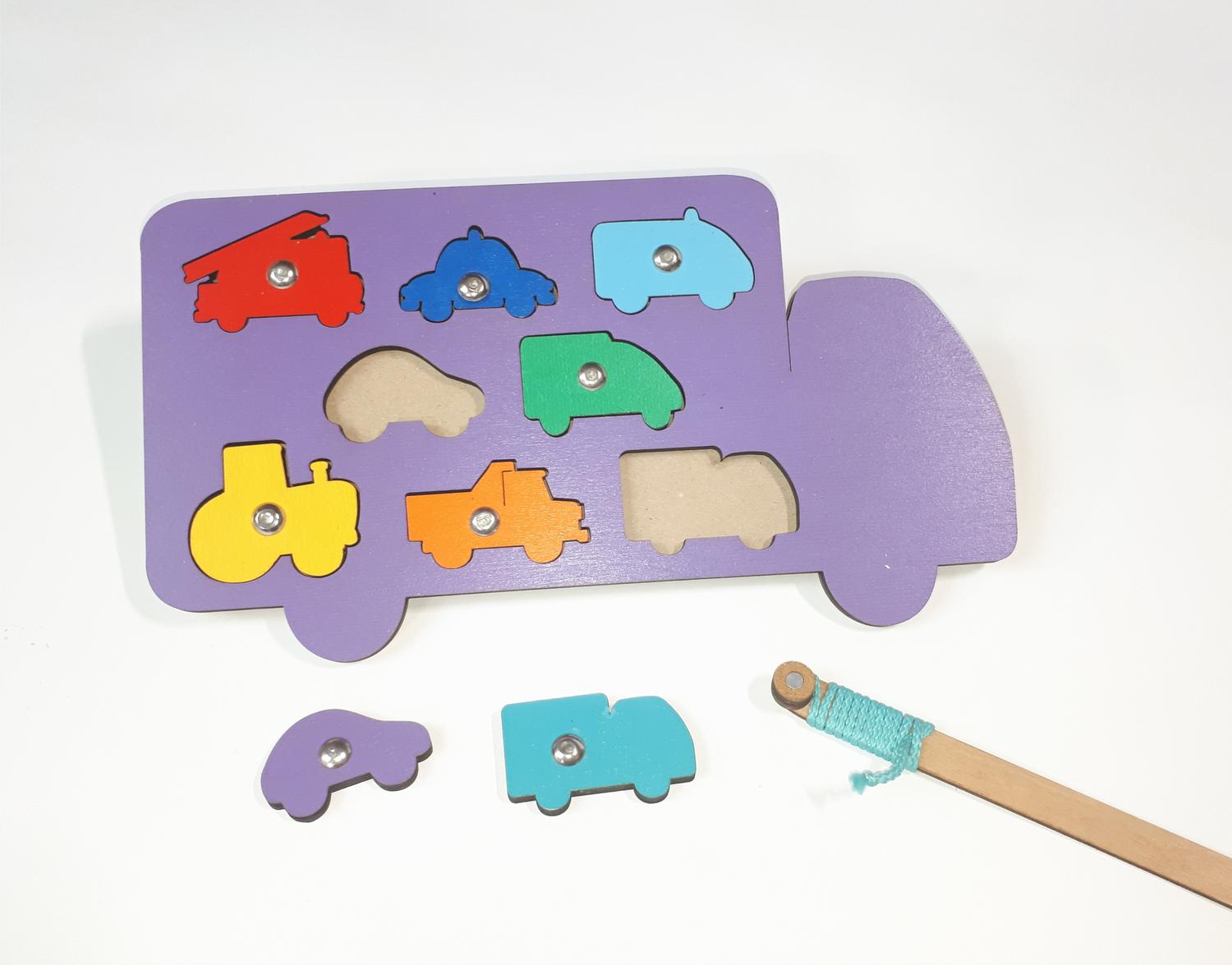 Vehicles Shapes Puzzle Wooden Peg Puzzles For Toddlers