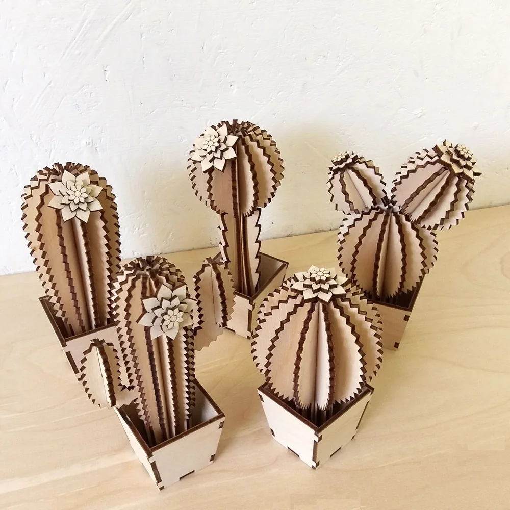 Wood Cactus Decor