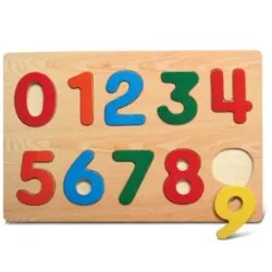 Wooden Peg Puzzle Toddlers Number Jigsaw Toys Educational Raised Puzzle