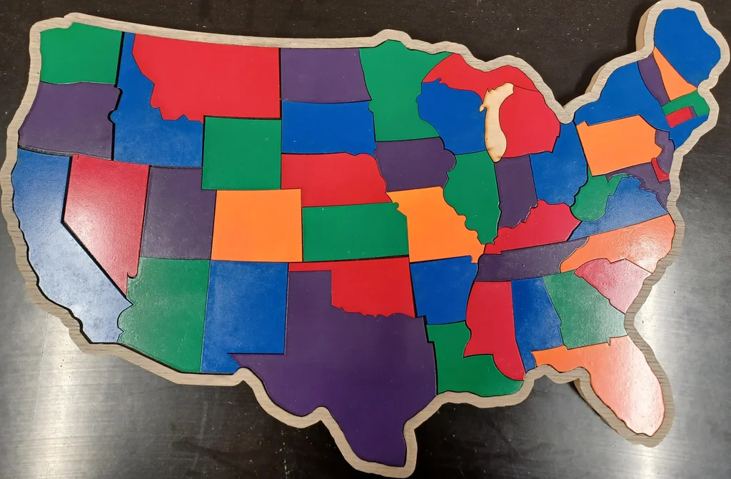 Wooden USA Map Puzzle For Kids