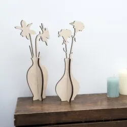 Wooden Vase With Flowers Home Decoration