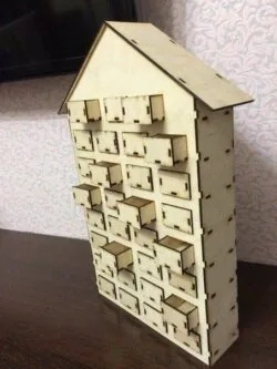 Advent Calendar Wooden House 31 Drawers