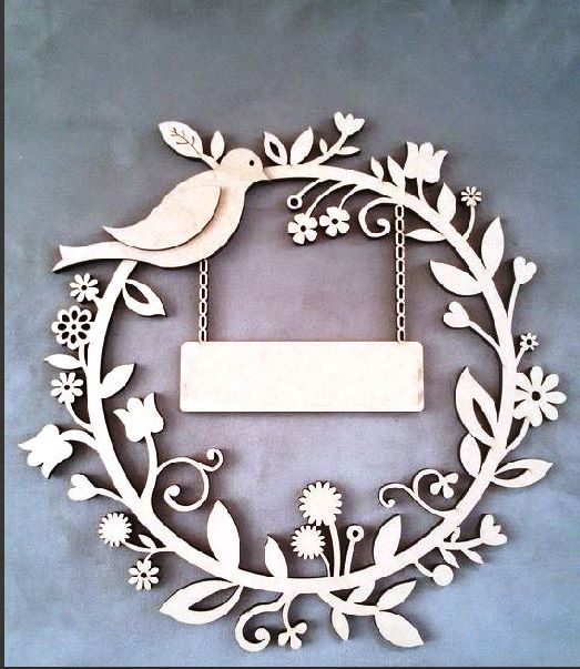 Car Decorative Plywood Wreath Bird Flowers