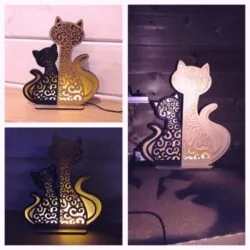 Cat And Kitten Night Light Lamp Home Decor