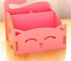 Cute Cat Desktop Storage Box Organizer Pen Holder