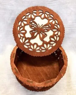 Decorative Butterfly Design Round Box