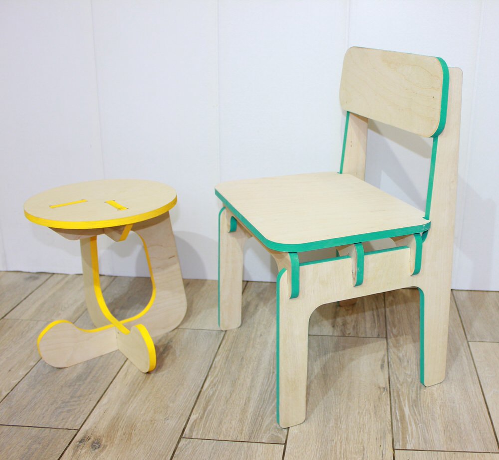 Furniture Children's Stool and Highchair