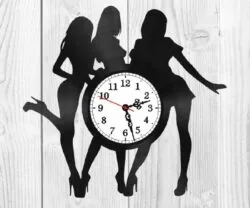 Girls silhouette vinyl record clock