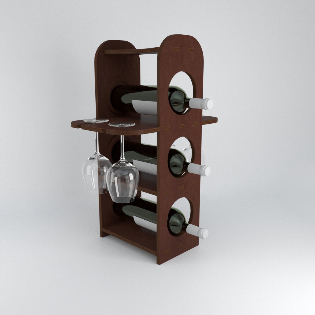 Minibar Wine Bottles Rack And Glasses Holder