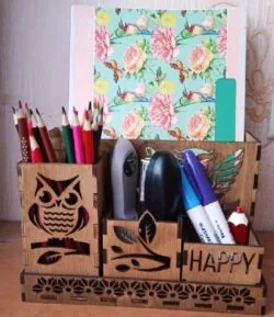 Owl Wooden Desk Organizer