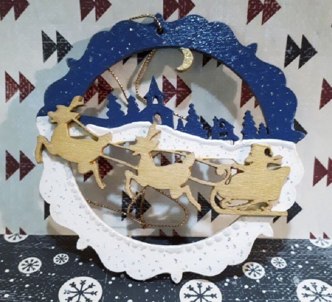 Santa Sleigh And Reindeer Wall Decor Christmas Decoration