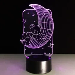 Teddy Bear On Moon Lamp 3D Night Light Illusion LED Lamp