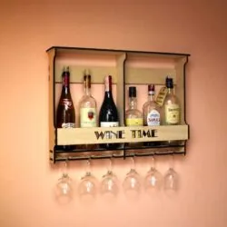 Wall Mounted Wine Rack Mini Bar Liquor Cabinet Minibar For 6 Bottles And Glasses