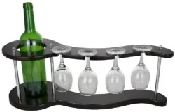 Wave Shaped Wine Bottle And 4 Glasses Holder