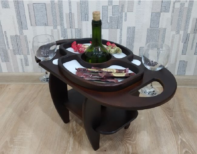 Wine Table Wooden Wine Bottle And Glass Holder