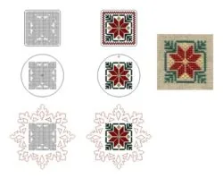 Wooden Cross Stitch Embroidery Blanks Snowflake Circle Square Ornament