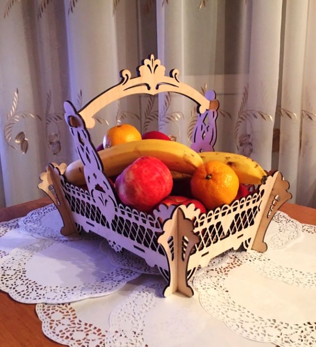 Wooden Decorative Fruit Basket 3D Model Vector files