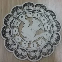 Wooden Decorative Squirrel Wall Clock