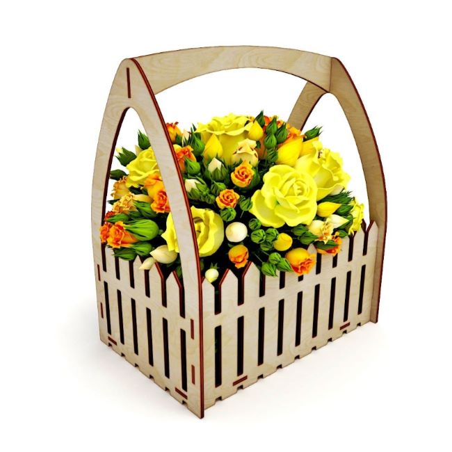 Wooden Fence Flower Basket