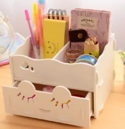 Wooden Storage Box Desk Organizer