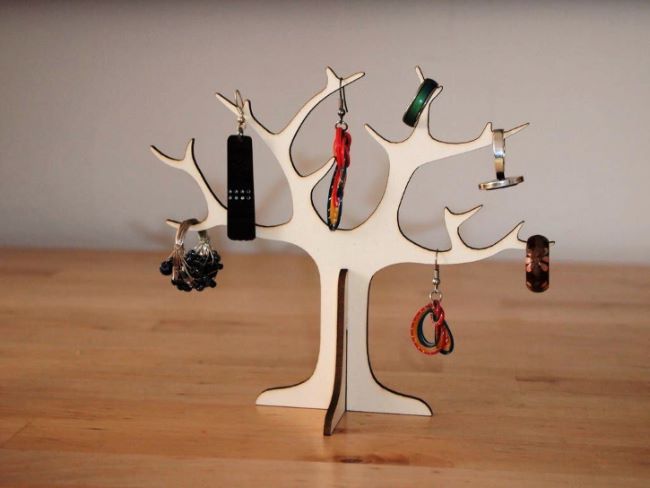 Wooden Tree Jewelry Stand Ring Holder