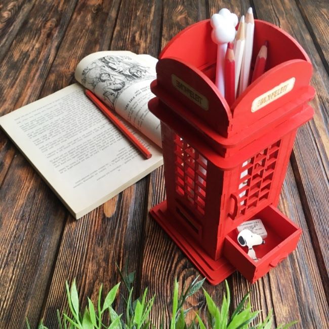 British Phone Booth Pencil Holder