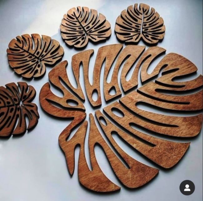 Cheese Plant Leaf Coasters Wooden Monstera Coaster