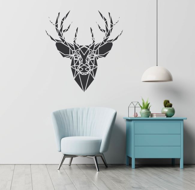 Deer Head Polygonal Panel Wall Decor