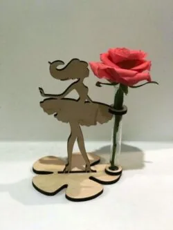 Girl with Flower Test Tube Vase Stand