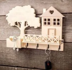 House Shape Key Hanger Shelf Wall Mounted