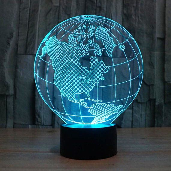 Planet Earth 3d illusion acrylic lamp