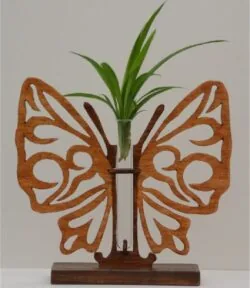 Butterfly Test Tube Bud Flower Vase Wooden Stand