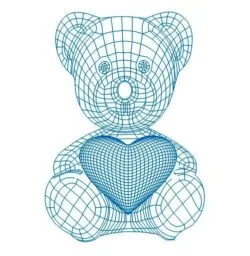 Teddy bear with heart 3d illusion lamp