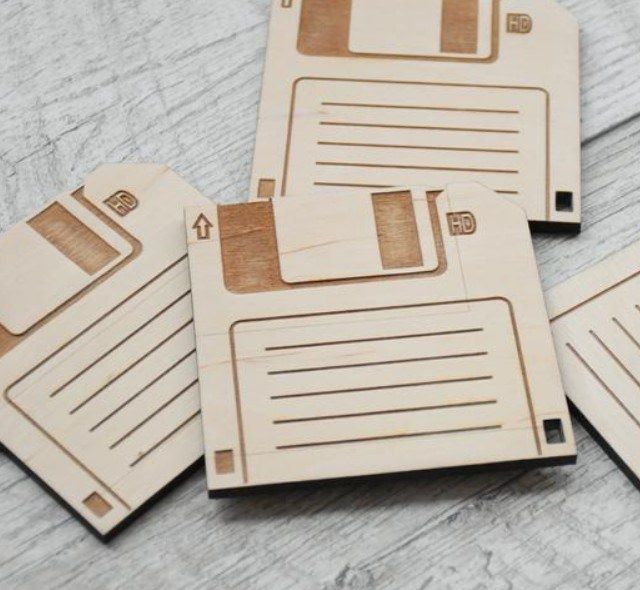 Wooden Floppy Disk Coasters