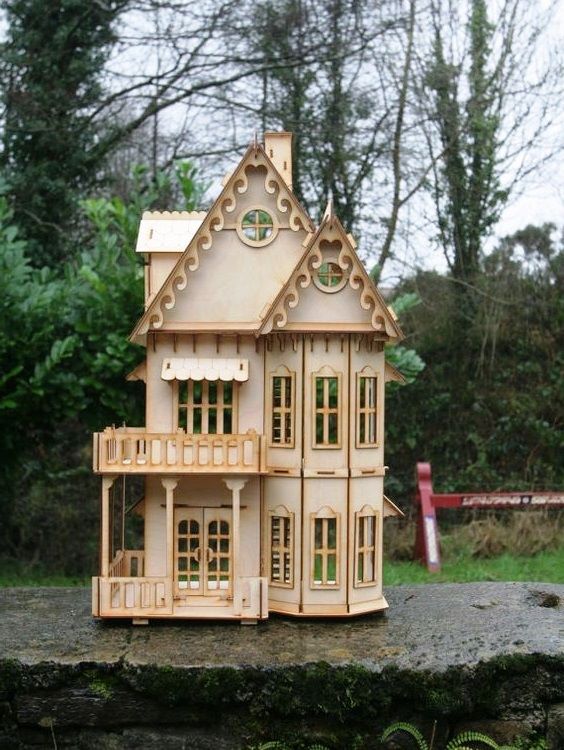 Wooden Gothic House Mini Two Floor Dollhouse