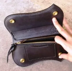 Leather wallet with coffee