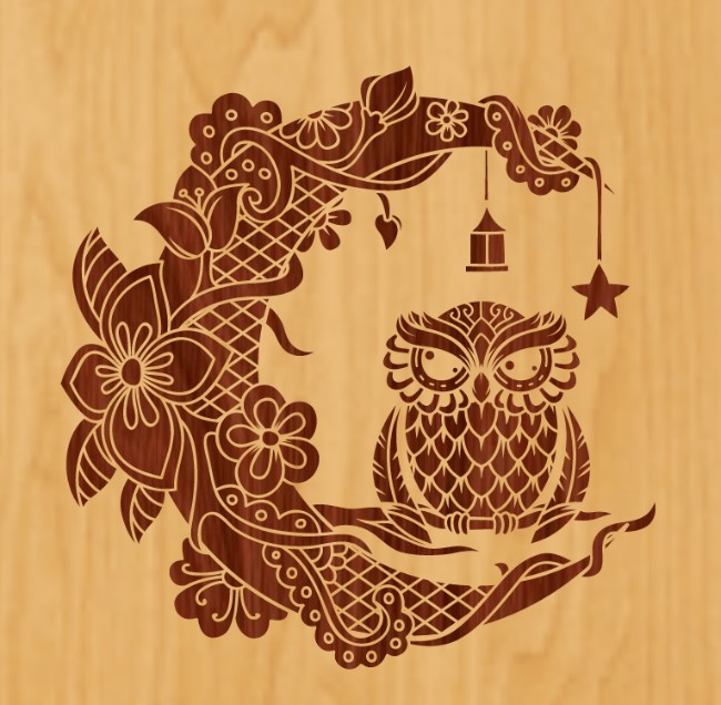 Owl with the moon