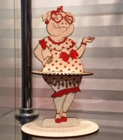 Pig lady napkin holder