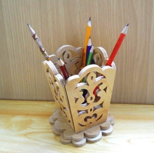 Wooden pencil holder