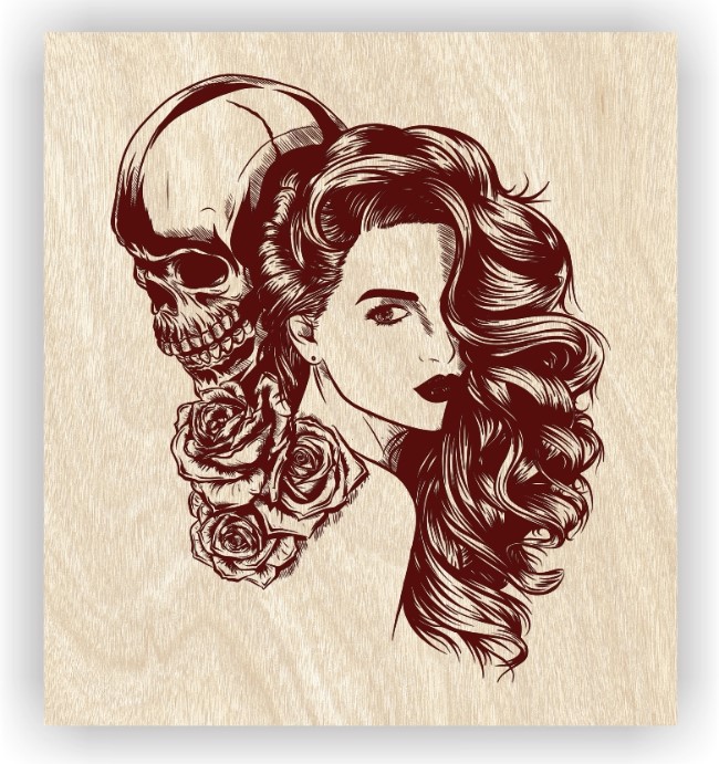 Woman with skull