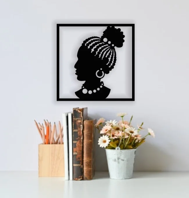 Afro lady face wall decor