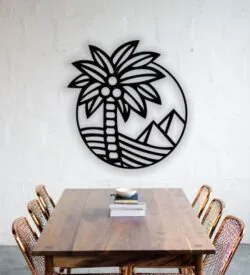 Pyramid with palm tree wall decor